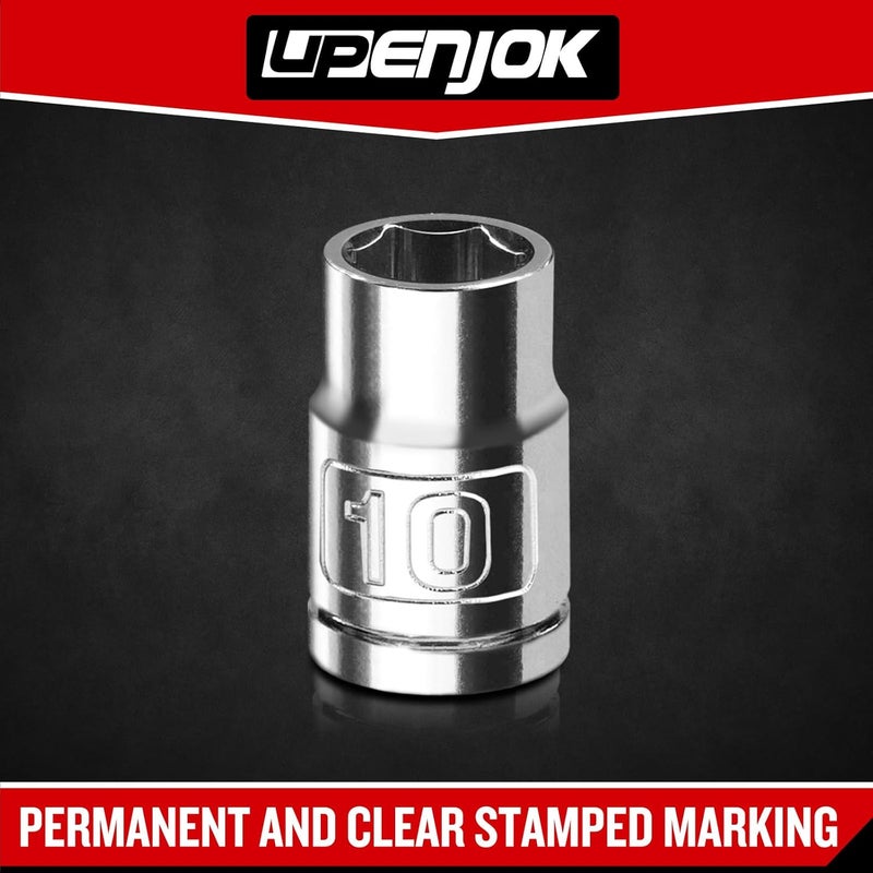 Upenjok 2PCS 3/8" Drive 6-Point Shallow Metric Socket 10mm, Cr-V Steel - Image 5